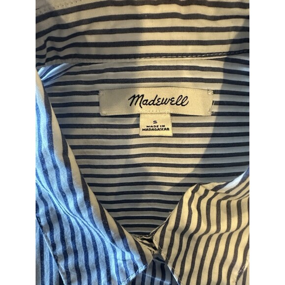 Madewell Women's M Cotton Blue & White Pinstripe Courier Shirt Dress - Picture 7 of 7